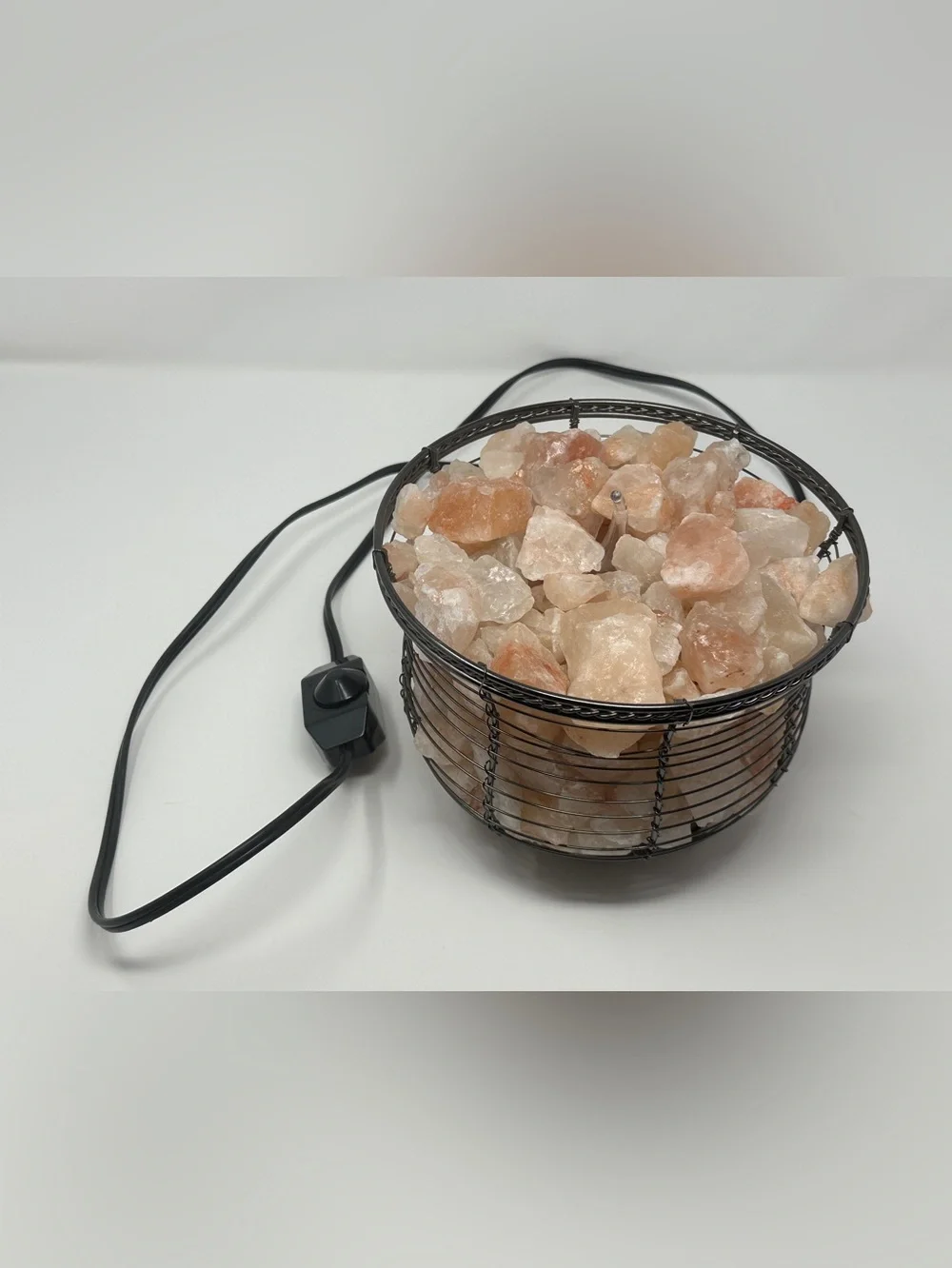 Pink Himalayan Salt Rock Table Lamp with adjustable dimmer light